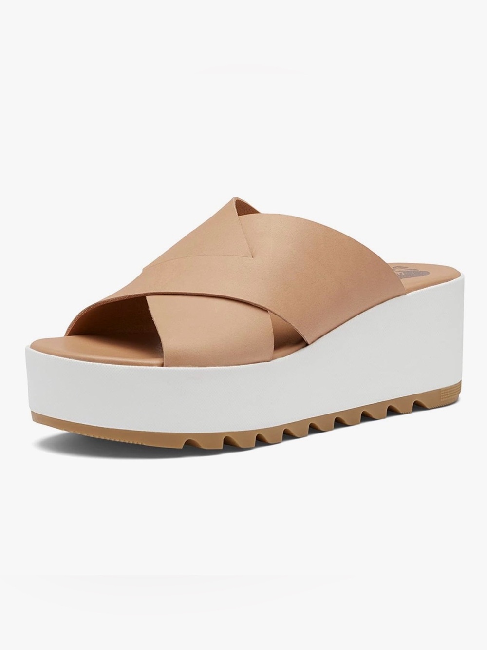 Sorel Tan Platform Slide Clog with White Platform
